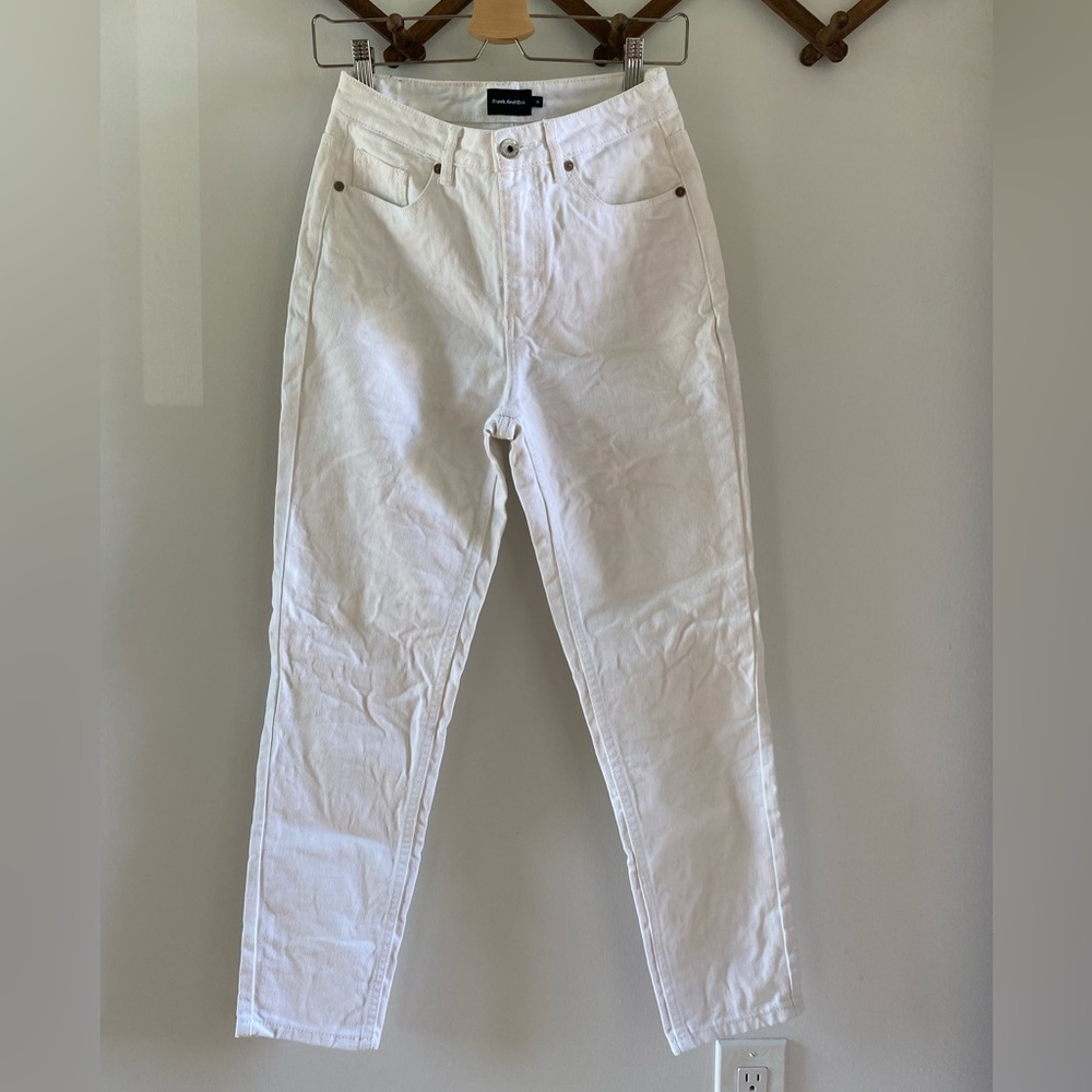 White Frank & Oak High-Waisted Jeans